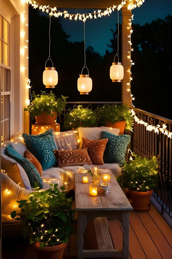 String Lights Summer Night Ambience