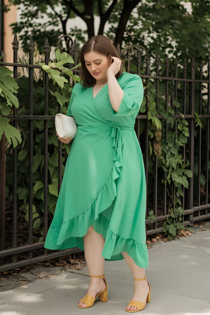 Sunset Glam Wrap Dress + Block Heels
