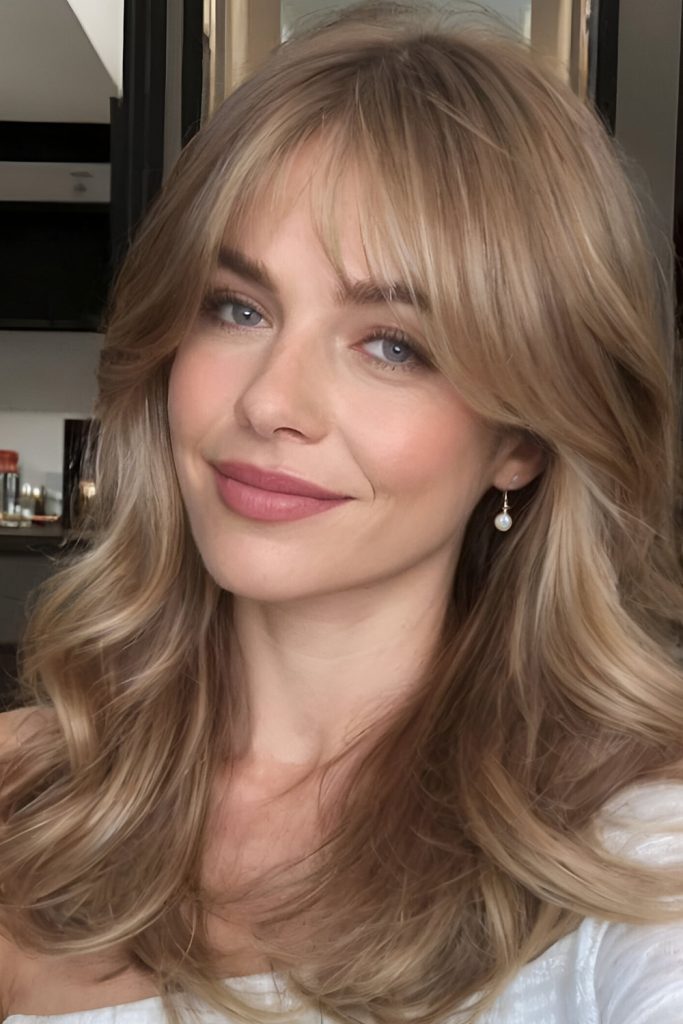 Wispy Curtain Bangs and Medium Length Hair