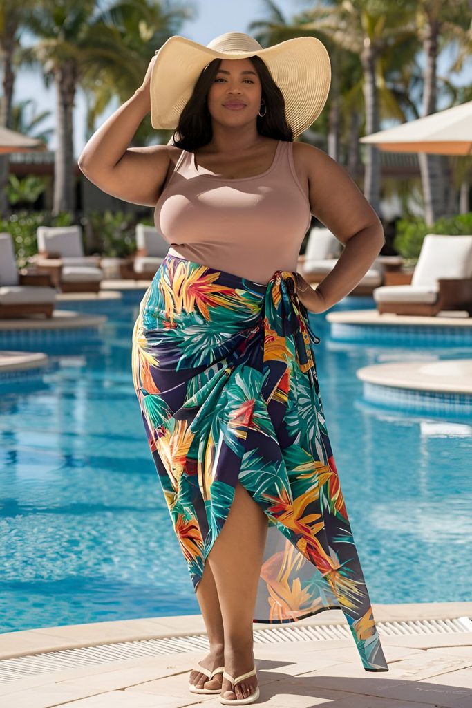 Wrap Skirt and Bikini Top, Slides