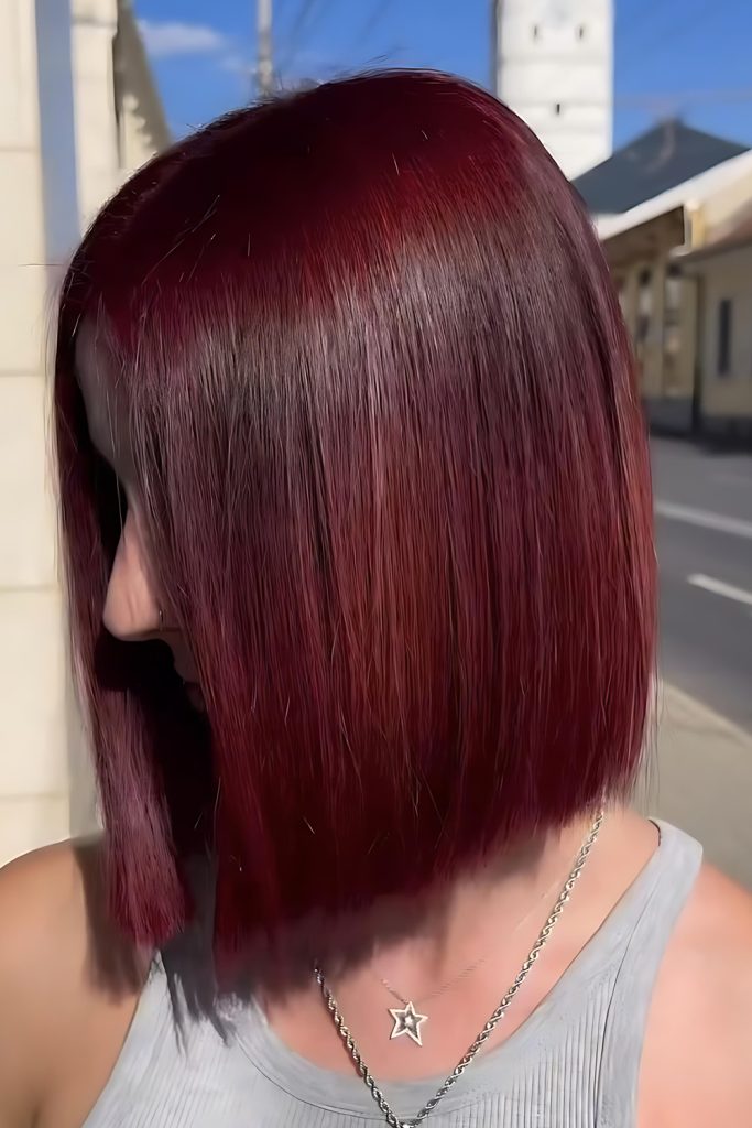 Cherry Red Bob with an Unexpected Edge