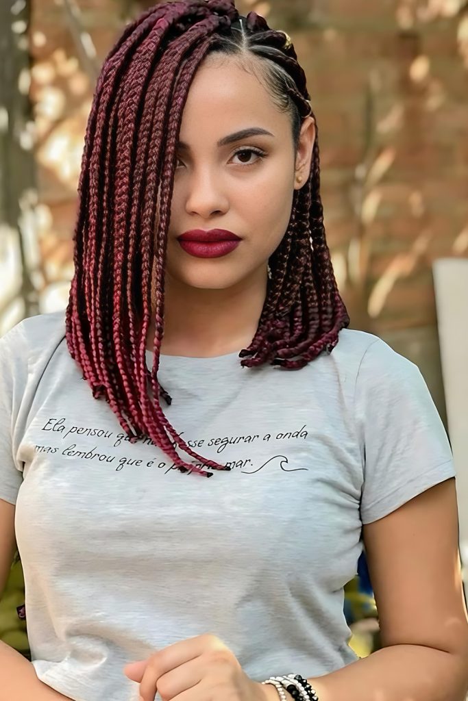 Cherry Red Box Braids with Attitude