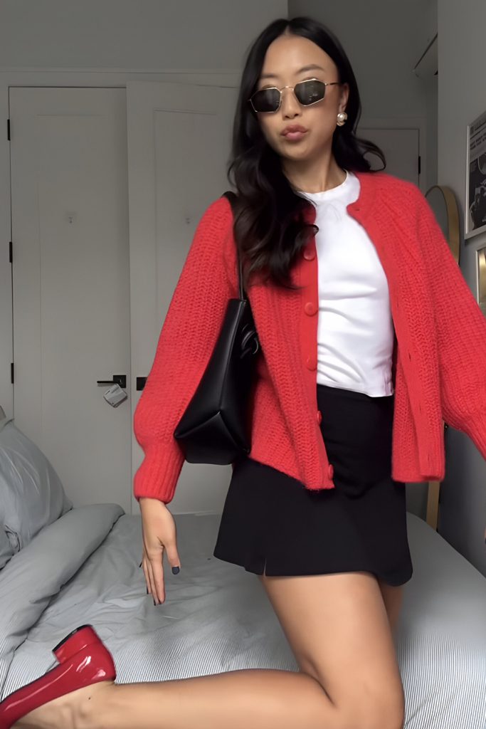 Cozy Up in a Cherry Red Cardigan