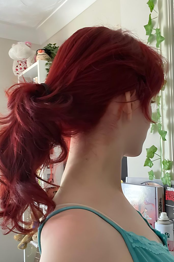 Dark Cherry Red High Ponytail