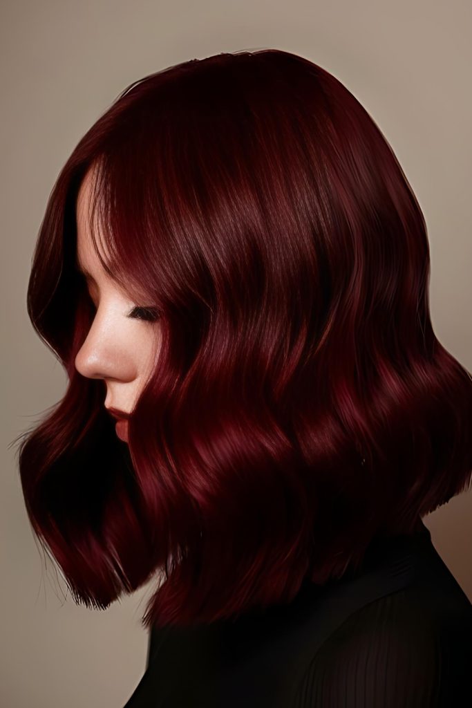 Dark Cherry Red Vintage Waves