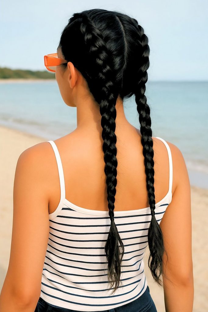 Double Dutch Braids with a Bandana Headband