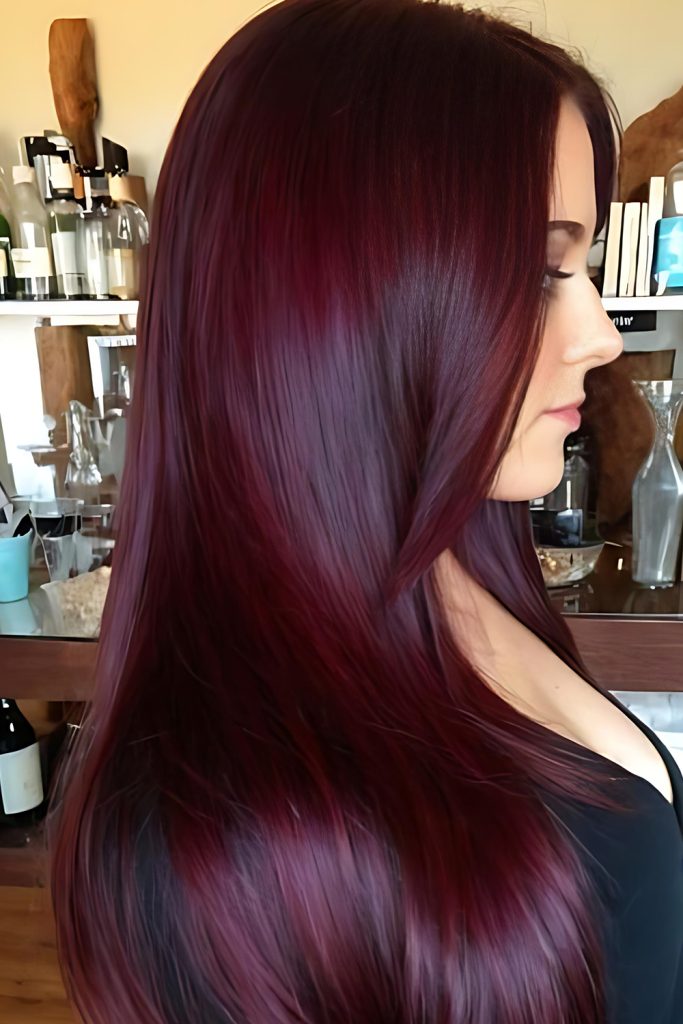 Large Full Body Dark Cherry Red Statement Hair