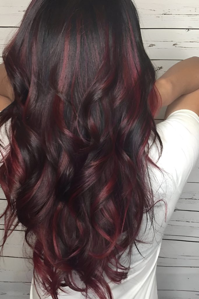 Long Waves with Cherry Red Highlights