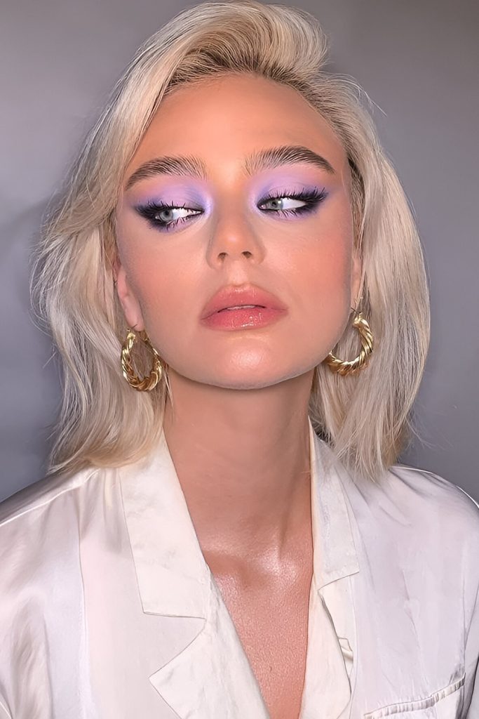 Luminous Skin and Purple Blush for Airy Look