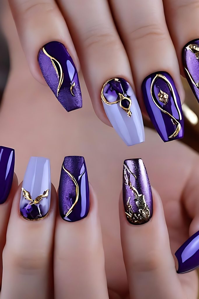 Purple Swirls with Golden Touches