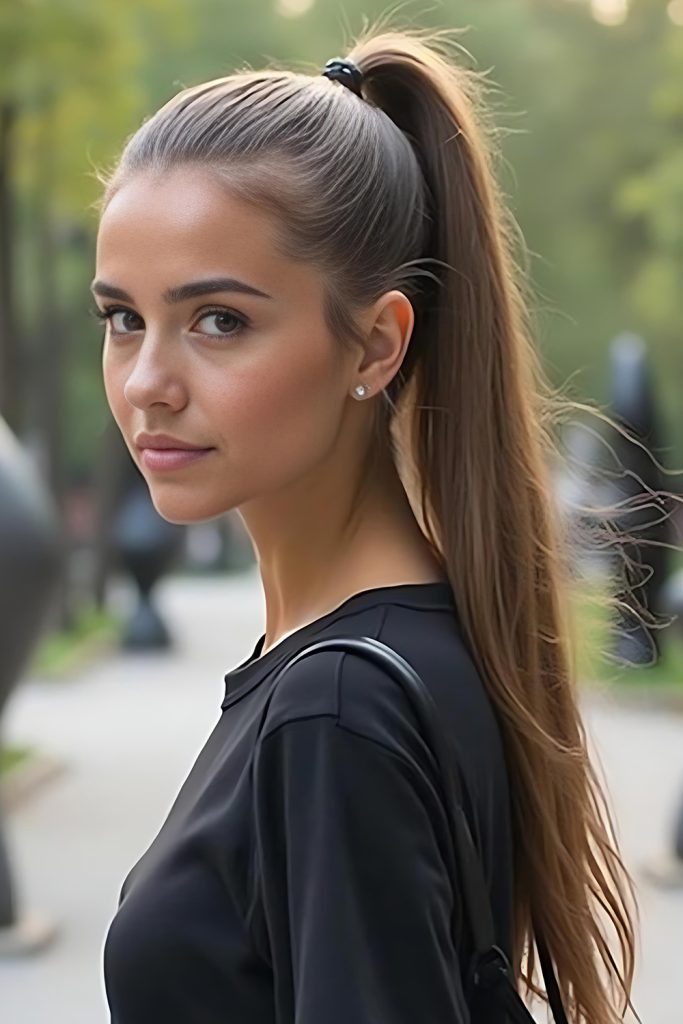 Slicked Back Pony with Oversized Sunglasses and Clip Accents