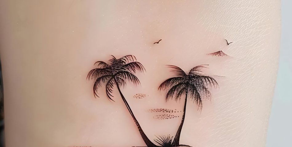 Small Beach Scene Tattoos Entire World in One Design