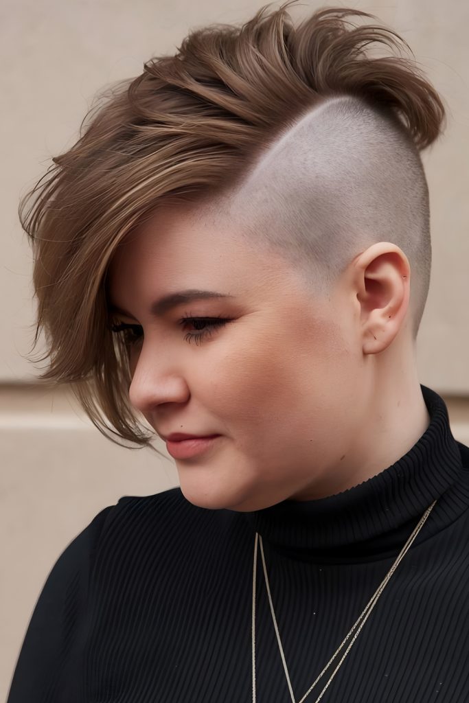 Soft Yet Striking Pixie with Side Shave for Round Faces
