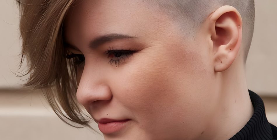 Soft Yet Striking Pixie with Side Shave for Round Faces