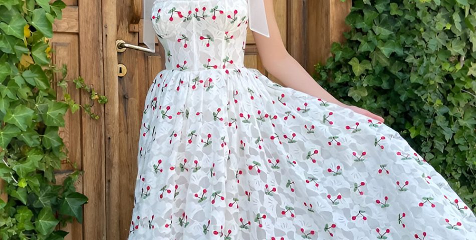 Sweetheart Neckline Cherry Dress