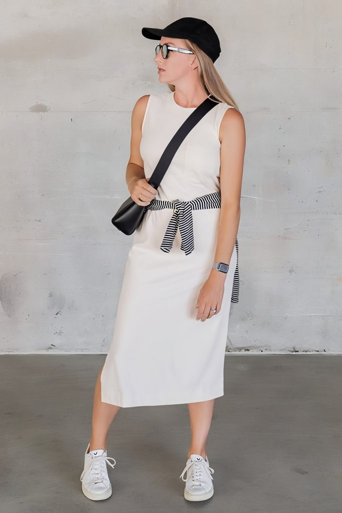 Tank Dress + White Sneakers
