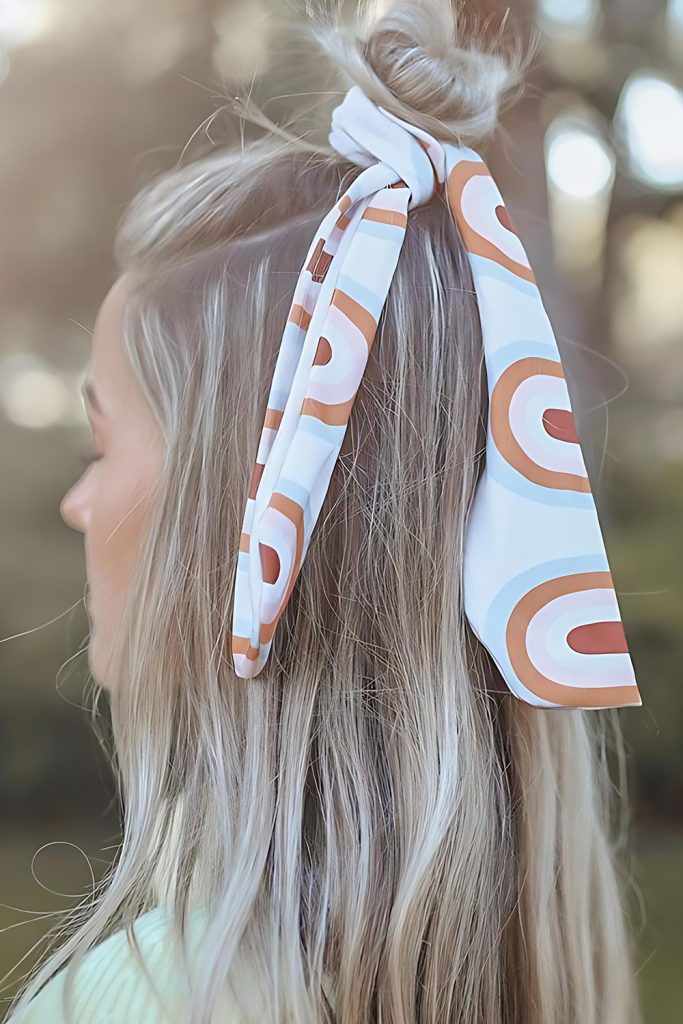 Voluminous Half Updo with Satin Scarf Tie
