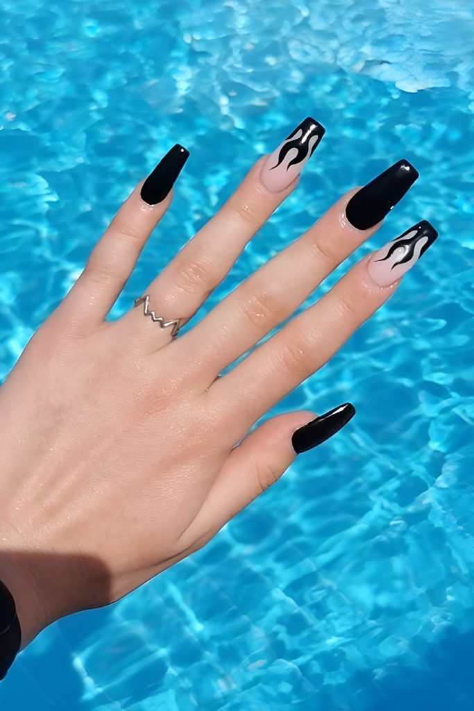 Black Flames on Nude or Base for Summer Heat