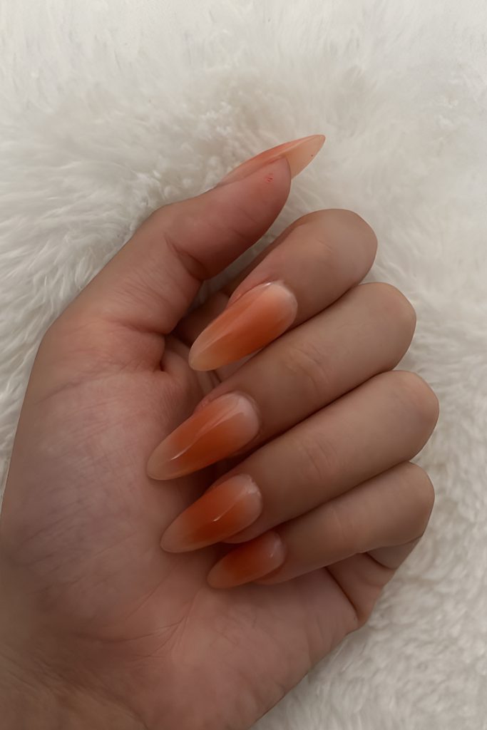 Burnt Orange Ombre Almond Nails