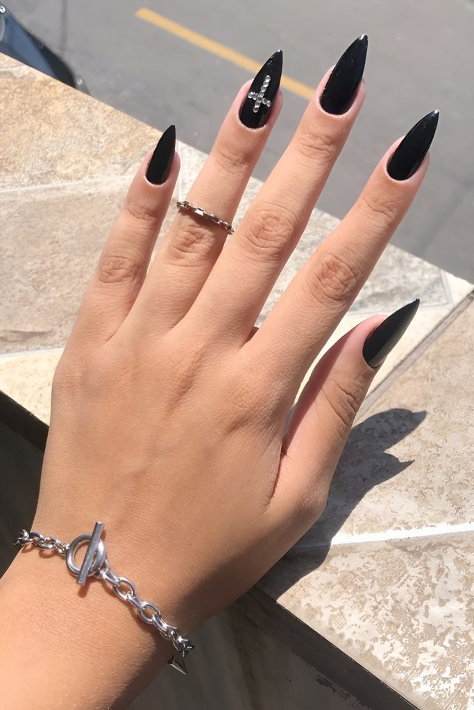 Coffin Nails with Gothic Cross Charms