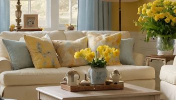 Colorful Yellow Feature Wall in a Modern Living Room