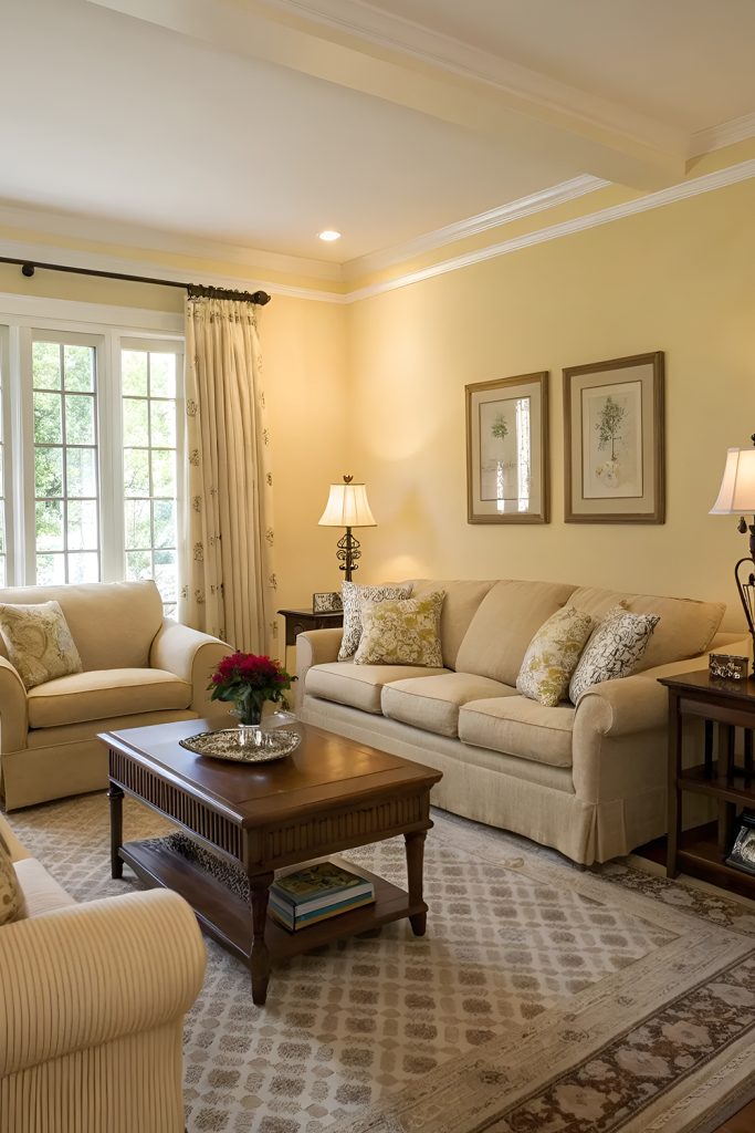Contemporary Comfort with Yellow Accents and Neutral Foundations