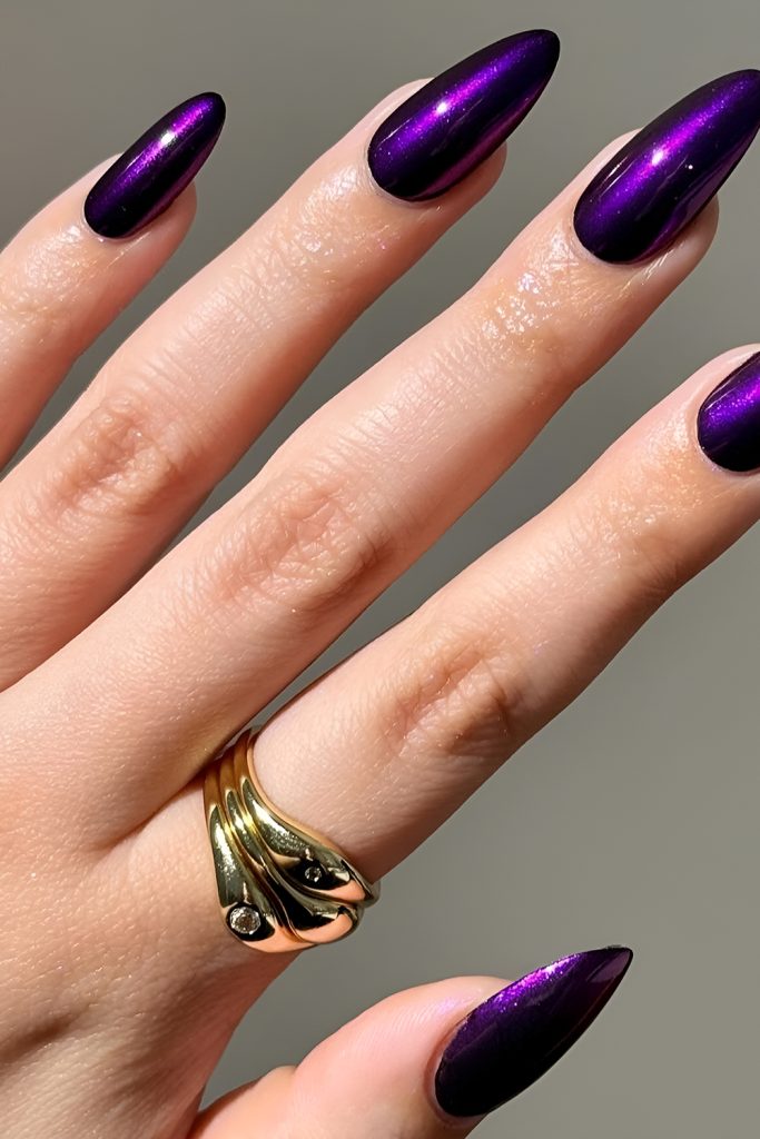 Deep Purple Chrome Nails for a Spellbinding Glow
