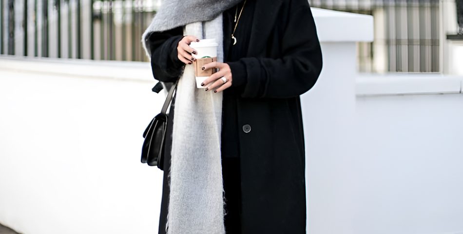 Dress Up Your Leggings With An Oversized Coat and Statement Scarf