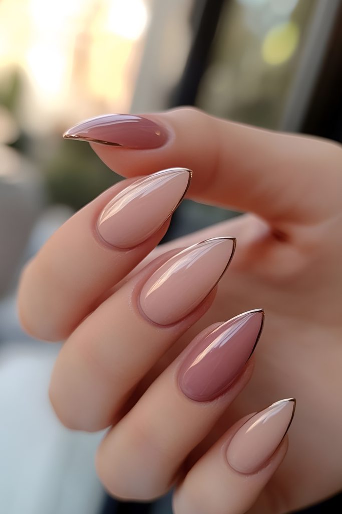 Dusty Rose Nails with Minimal Arrow Patterns