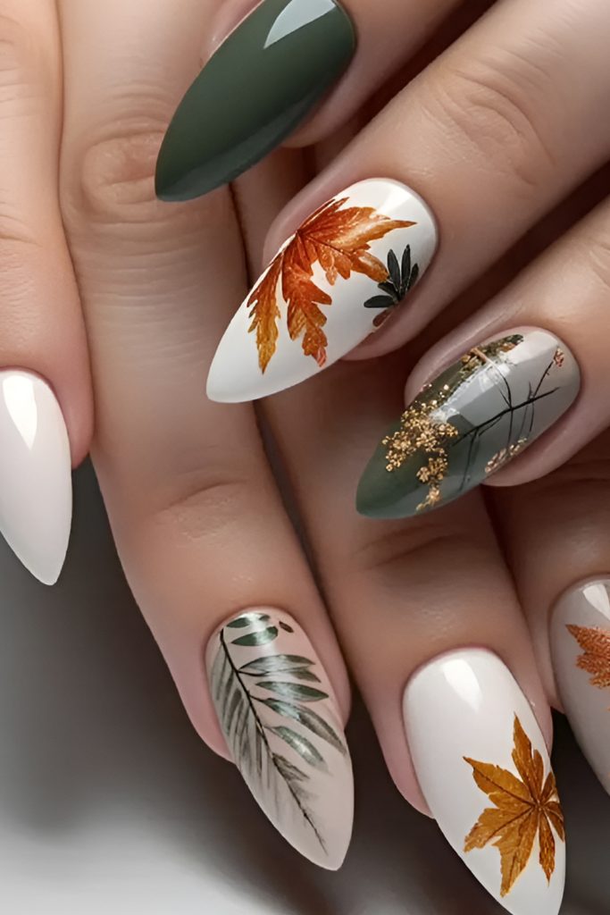 Forest Inspired Green & Brown Nail Combinations