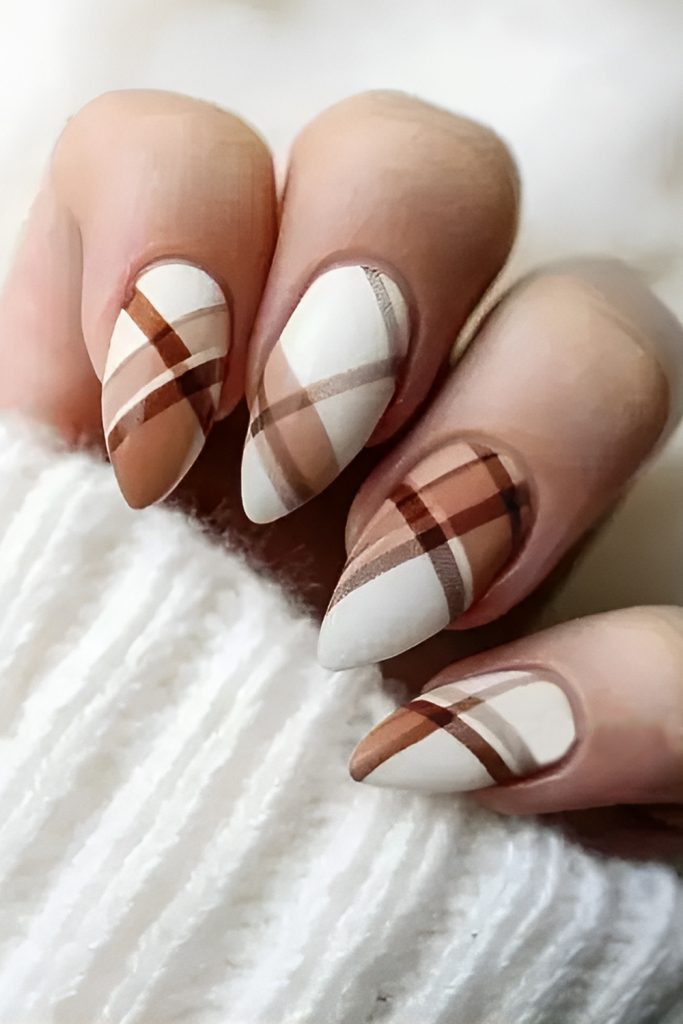 Gingham & Plaid Nail Art for Fall Fashion Vibes