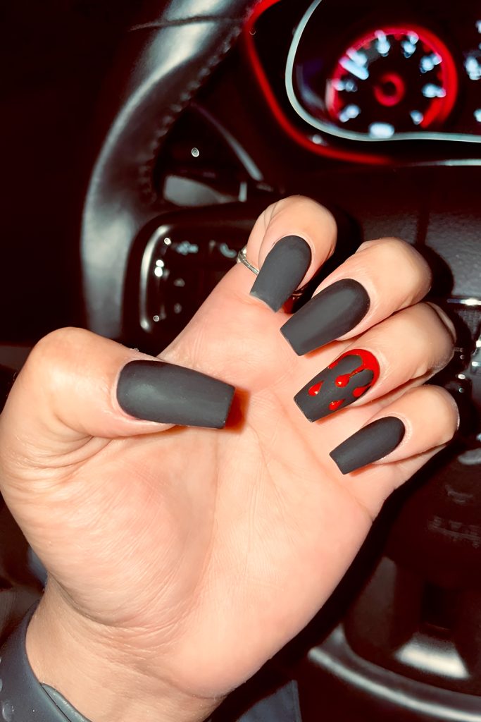 Glossy Drips on a Matte Black for a Vampire Vibe