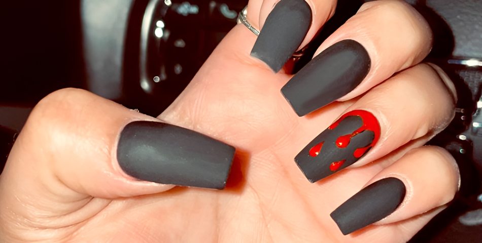 Glossy Drips on a Matte Black for a Vampire Vibe