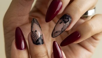 Lace Inspired Nail Design for Dark Romantic Appeal