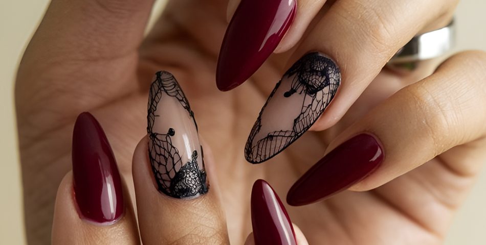 Lace Inspired Nail Design for Dark Romantic Appeal