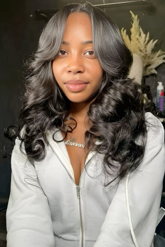 Loose Curls with a Middle Part