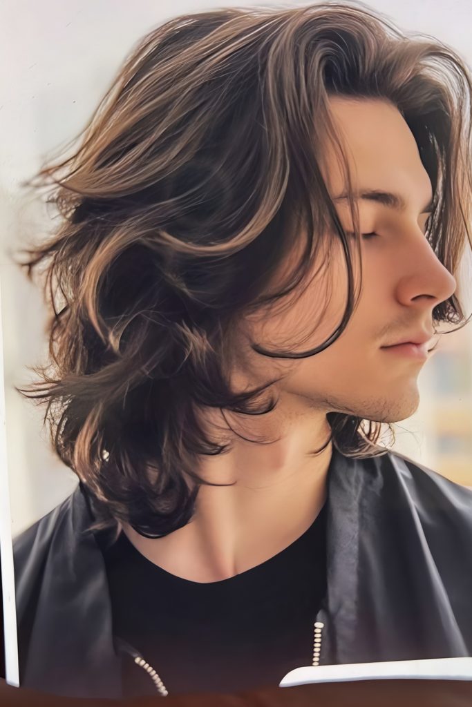 Mid Length Shag with Curtain Bangs