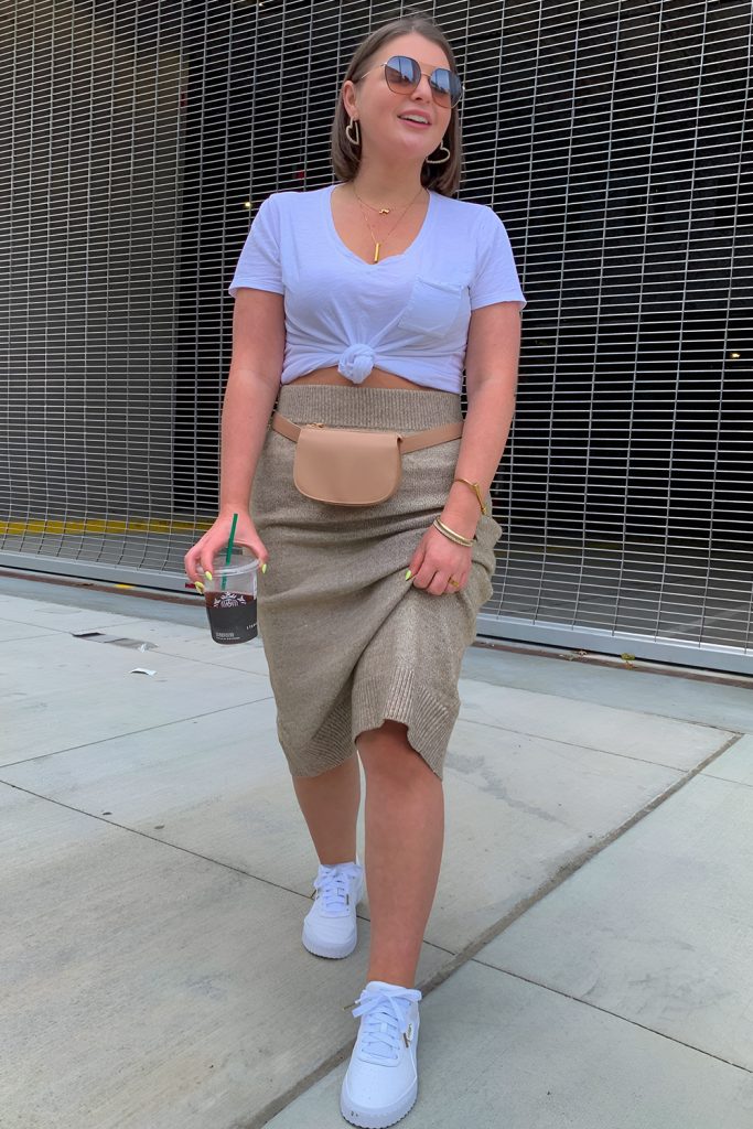 Midi Skirts and Sneakers for Women's Comfort