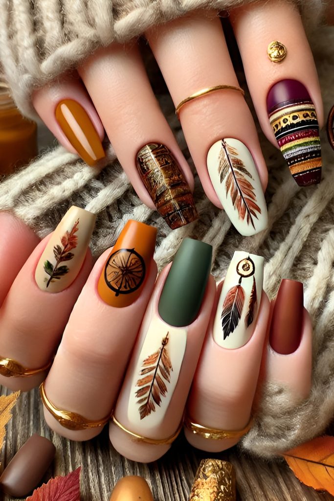 Modern Boho Fall Nail Art Ideas