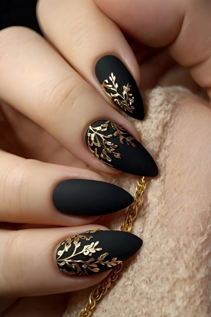 Modern Goth Black Nails, Polished and Elegant