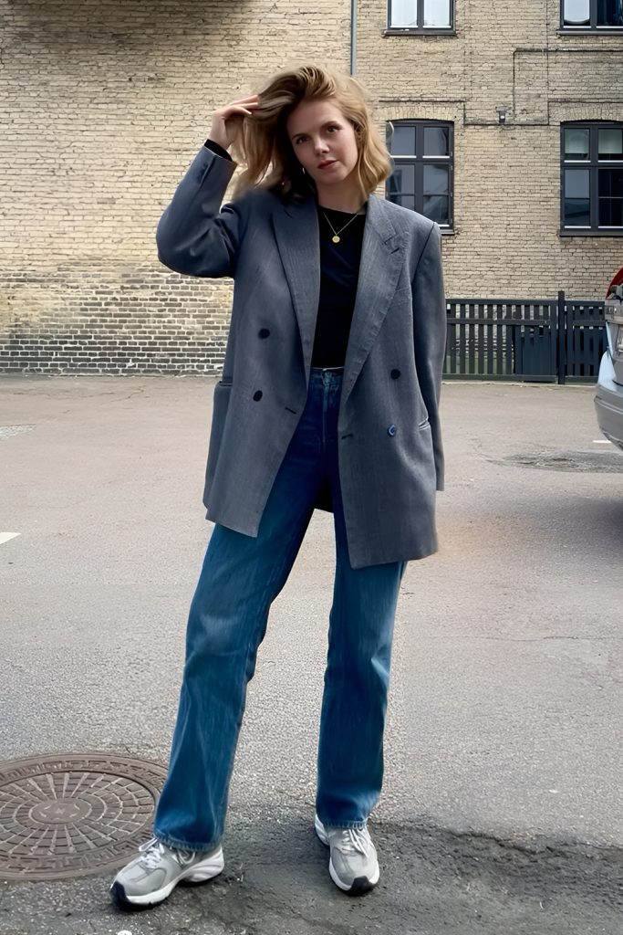 Oversized Blazer Style With Straight Leg Denim
