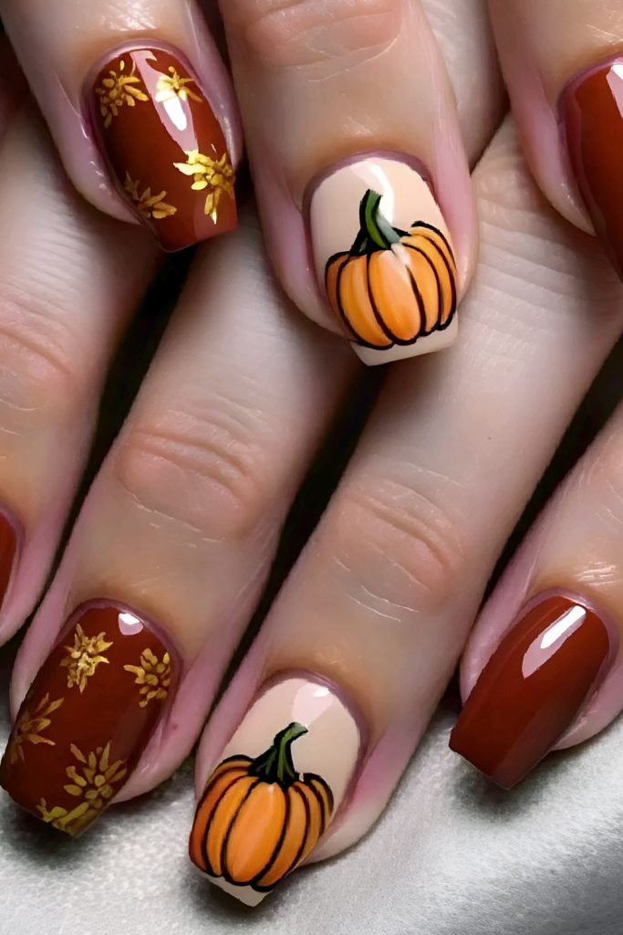 Pumpkin Themed Nail Art for the Best Fall Look