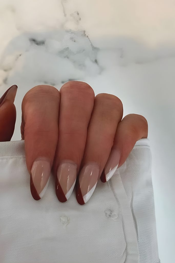 Rust Tipped White Nails