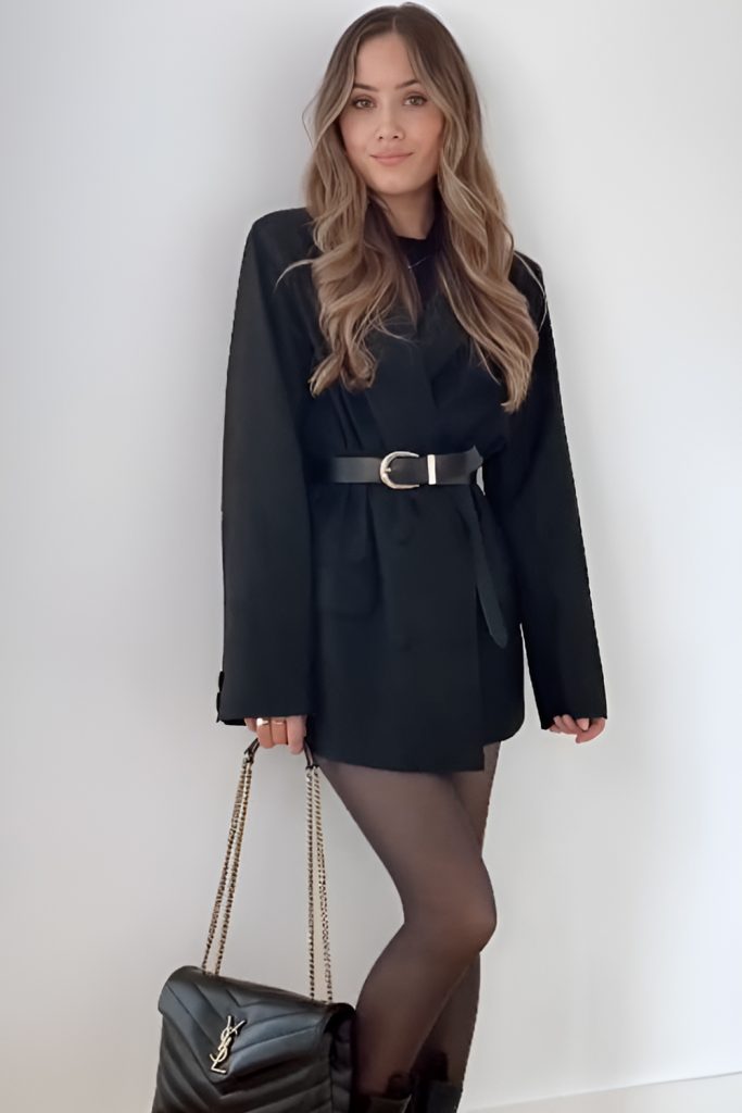 Sheer Tights over Blazer Dress