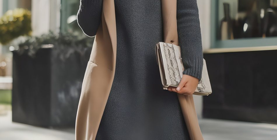 Soft Taupe Knit Dresses Layered With Cozy Outerwear