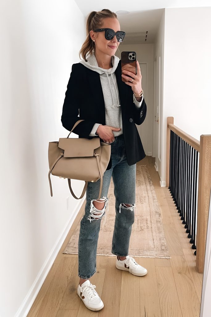 Sporty Chic Hoodies, Blazers, and Sneakers Done Right