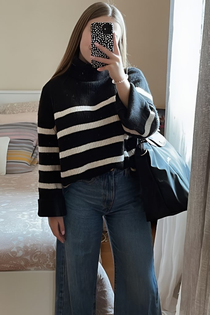 Striped Sweater and High Waisted Jeans