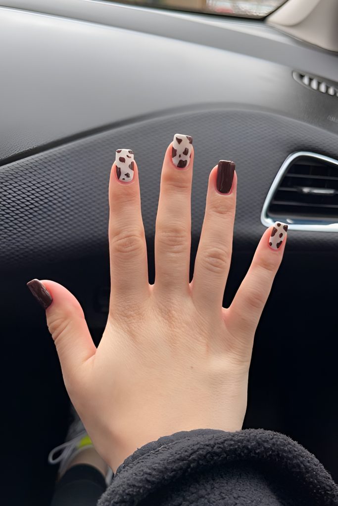 Taupe Base with Mini Cow Print Accents