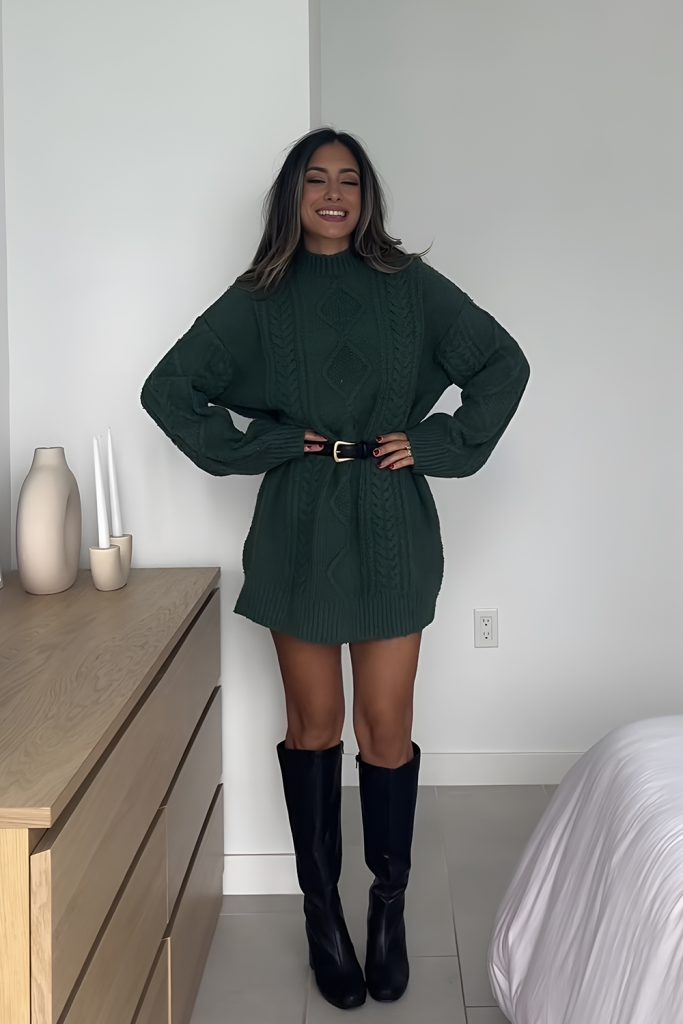 The Perfect Combination of Oversized Sweaters and Sleek Boots