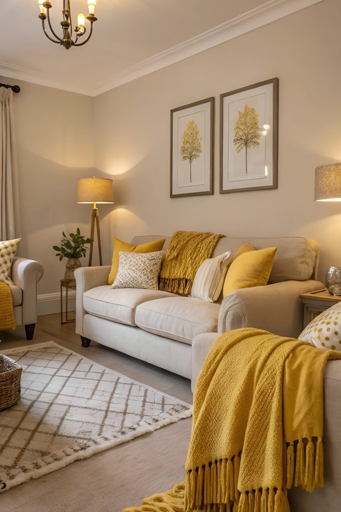 Transitional Style with Yellow Accents in Traditional Spaces